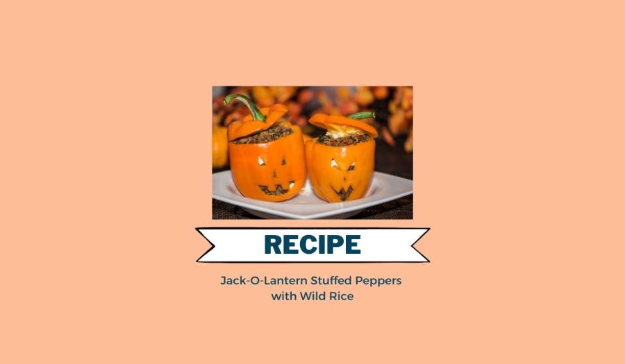 Jack-O-Lantern Stuffed Peppers with Wild Rice